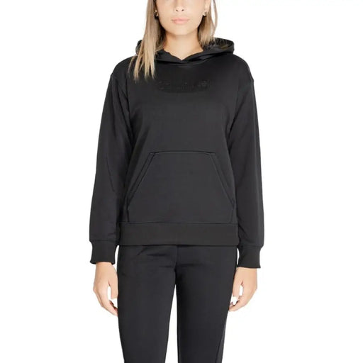 Black hooded sweatshirt with front pocket from Calvin Klein Sport Women Sweatshirts