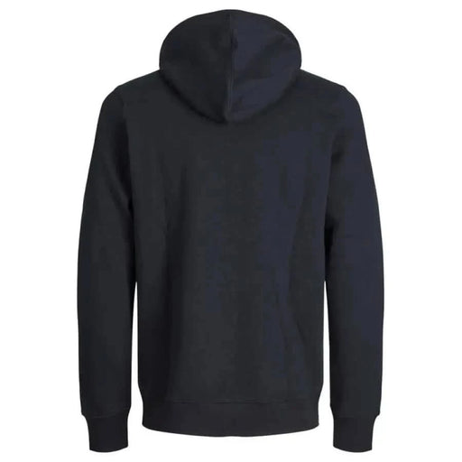 Black hooded sweatshirt from the back, featuring Jack & Jones Men Sweatshirts design