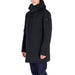 Black hooded winter parka with red logo patch on sleeve from Peuterey Men Jacket