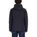 Black hooded winter jacket for men displayed from the back by Peuterey