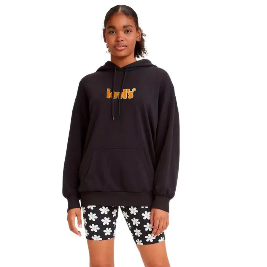 Black Levi’s women’s sweatshirt with orange Levi’s logo on the front