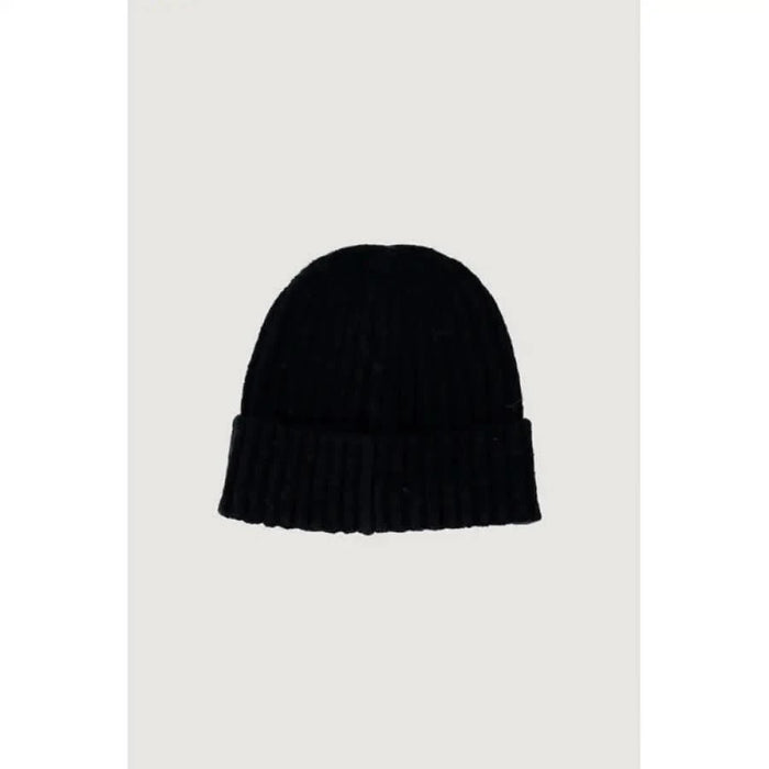 Black knit beanie with a folded brim from Antony Morato Men Cap collection