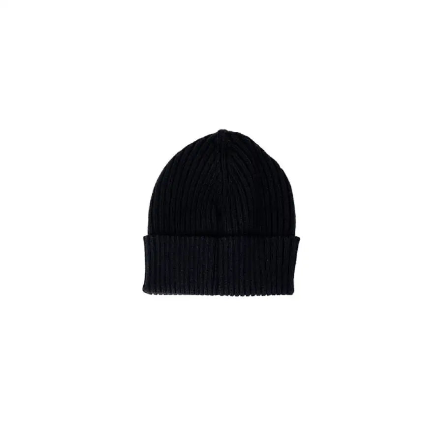 Black knit beanie with folded brim from Calvin Klein Jeans for women