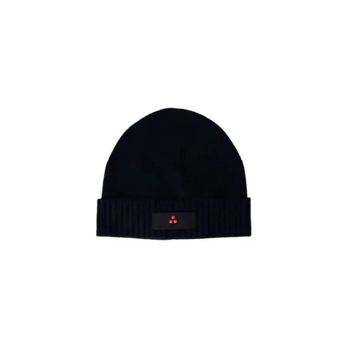 Black knit beanie hat featuring a small logo from Peuterey Women Cap collection