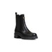 Guess Women Boots: Black leather ankle boot with chunky sole and silver hardware detail