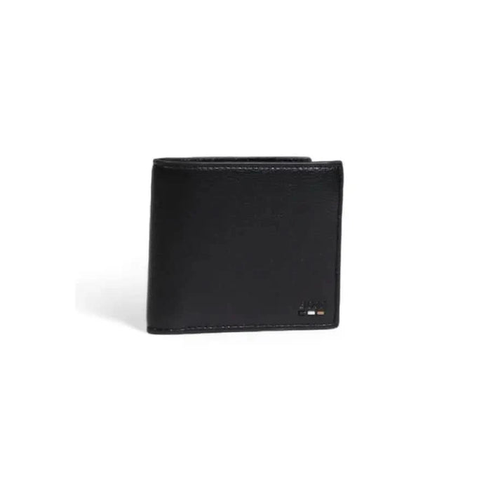 Black leather bifold wallet with small logo, featured in Boss - Boss Men Wallet collection