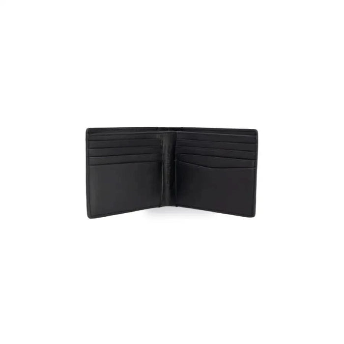 Calvin Klein - Black leather bifold wallet with multiple card slots for men