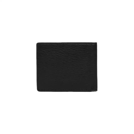 Black leather bifold wallet with textured surface by Tommy Hilfiger for men