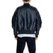 Black leather bomber jacket from the back, Calvin Klein Men Jacket product view