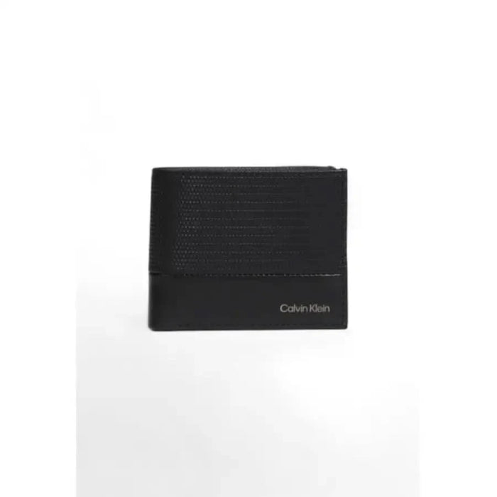 Black leather Calvin Klein wallet with textured detailing in Calvin Klein Men Wallet