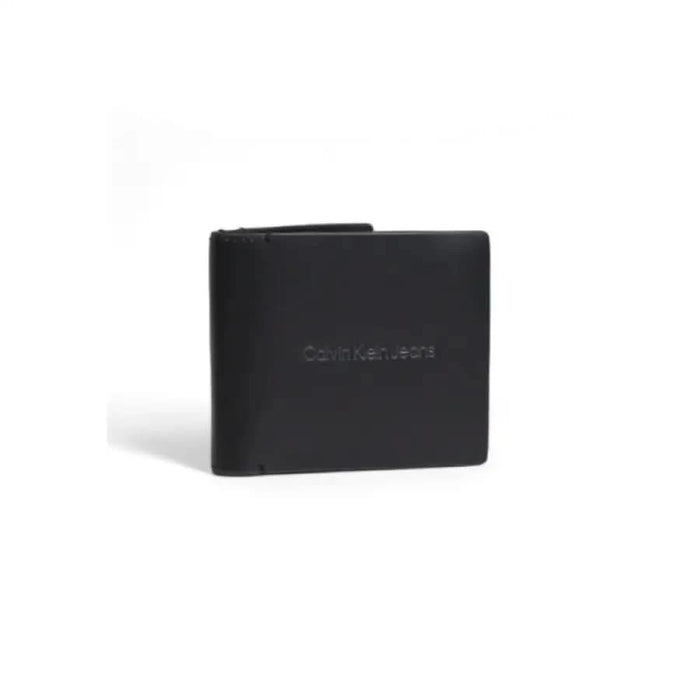 Calvin Klein black leather wallet with embossed logo for men