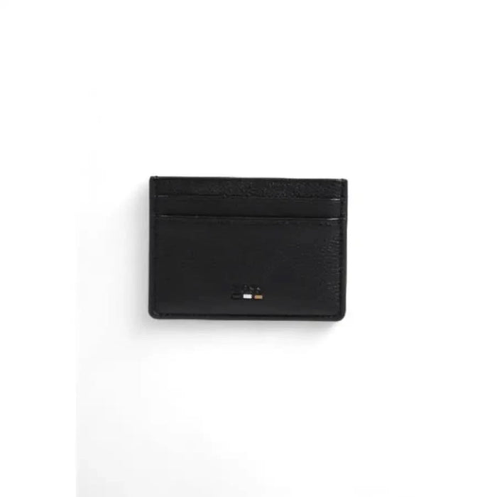 Black leather Boss - Boss Men Wallet card holder with subtle colored accents