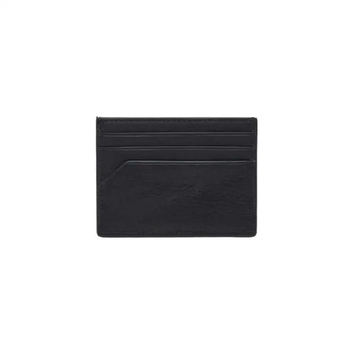 Black leather card holder with multiple slots from Tommy Hilfiger Men Wallet