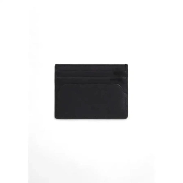 Black leather card holder with multiple slots from Tommy Hilfiger Men Wallet collection