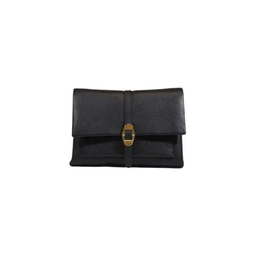 Black leather clutch purse with gold-toned clasp from Coccinelle Women Bag collection