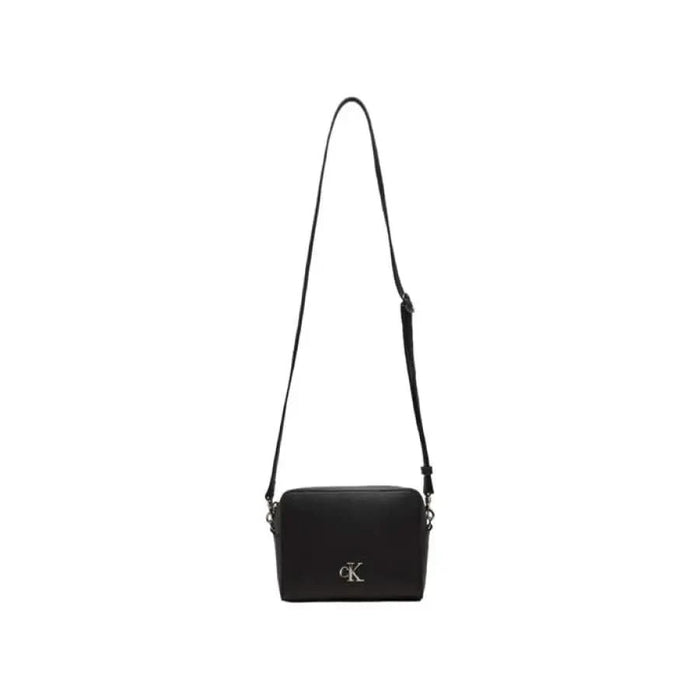 Black leather crossbody bag featuring CK logo from Calvin Klein Jeans Women Bag collection