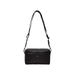 Black leather Calvin Klein women crossbody bag with adjustable strap and multiple compartments