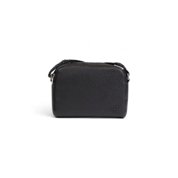 Black leather crossbody bag with structured rectangular shape by Calvin Klein Women