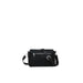 Black leather crossbody bag with silver hardware and zipper details by Desigual