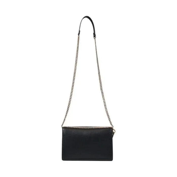 Black leather crossbody bag with silver chain strap by Liu Jo for women