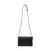 Black leather crossbody bag with silver chain strap by Liu Jo for women