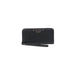 Black leather Guess zip-around wallet with wrist strap for women, stylish and functional