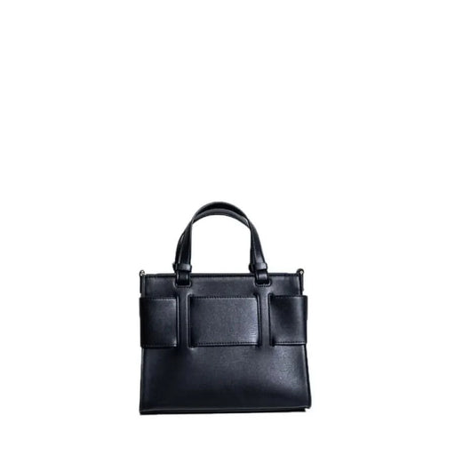 Black leather handbag with structured design and compartments from Armani Exchange Women Bag