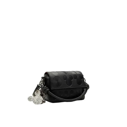 Black leather handbag with decorative charm from Desigual Women Bag collection