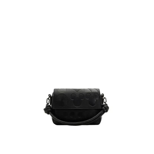 Black leather handbag with embossed pattern and adjustable strap by Desigual