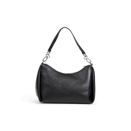 Black leather handbag with single strap and silver hardware by Desigual Women Bag