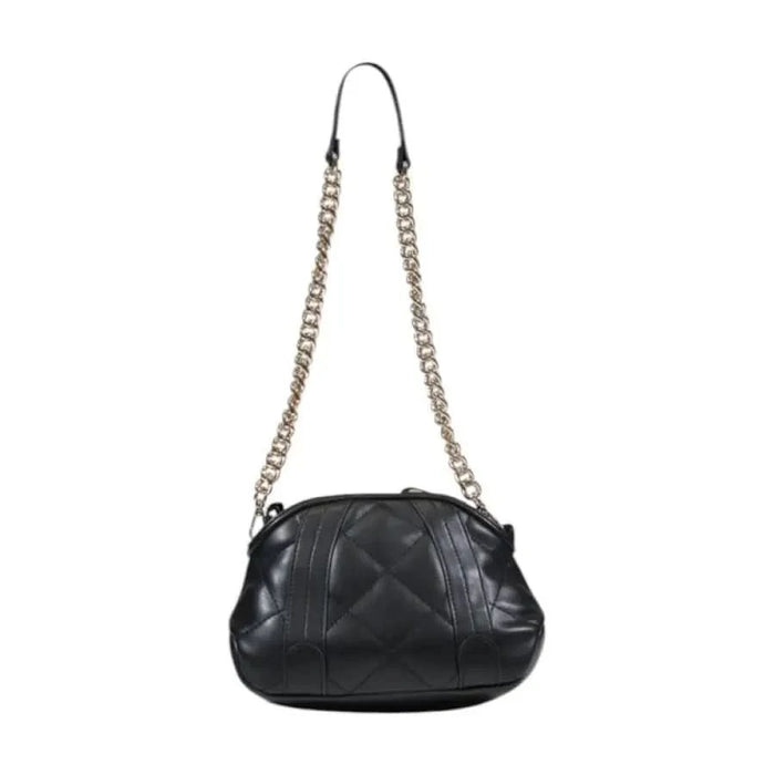 Black leather handbag with silver chain straps from Liu Jo Women Bag collection