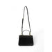 Black leather Love Moschino handbag with top handle and adjustable shoulder strap