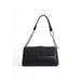 Black leather handbag with chain and leather strap by Tommy Hilfiger for women