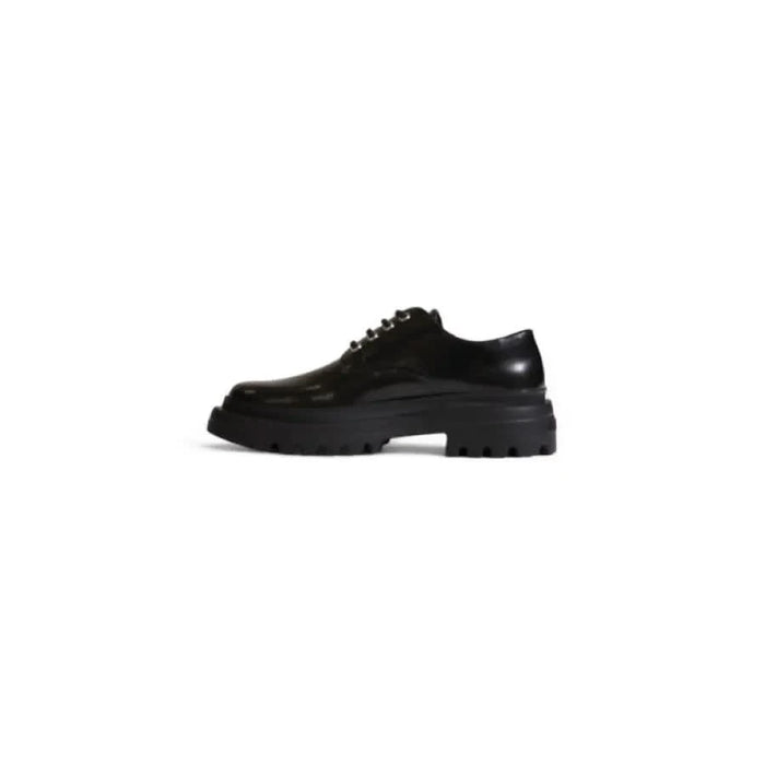 Love Moschino women’s black leather oxford shoe with chunky platform sole