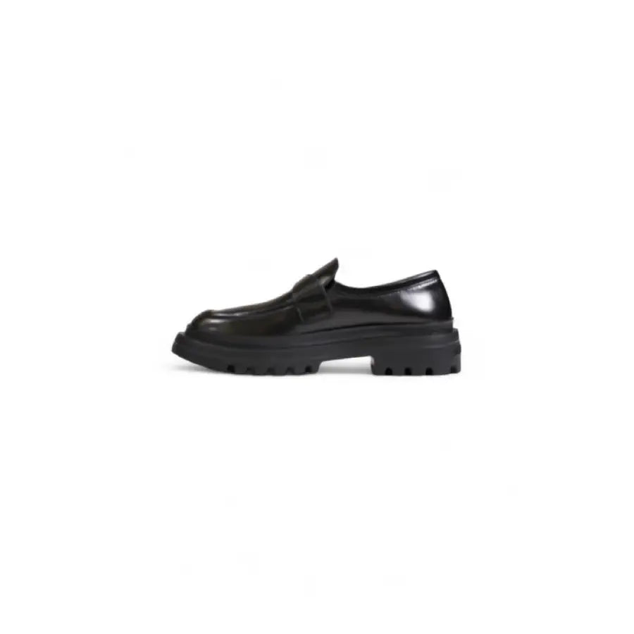 Love Moschino Women’s chunky sole black leather slip-on shoe