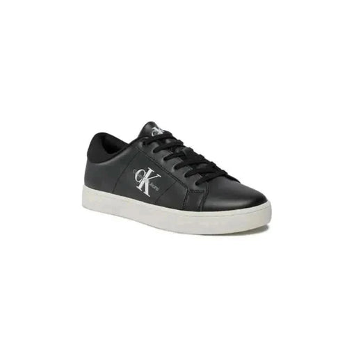 Black leather sneaker with white sole and CK logo from Calvin Klein Jeans Men Sneakers