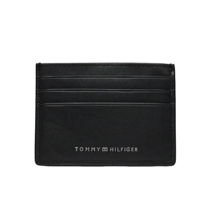 Black leather Tommy Hilfiger card holder with multiple slots from the Tommy Hilfiger Men Wallet