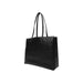 Black leather tote bag with long handles from Calvin Klein Women’s collection