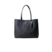 Black leather tote bag with handles featuring a small triangular logo from Guess Women Bag