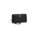 Armani Exchange Women Wallet: Black leather clutch with gold ’AX’ logo and zipper closure