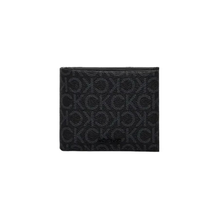 Black leather wallet with embossed monogram pattern from Calvin Klein Men Wallet