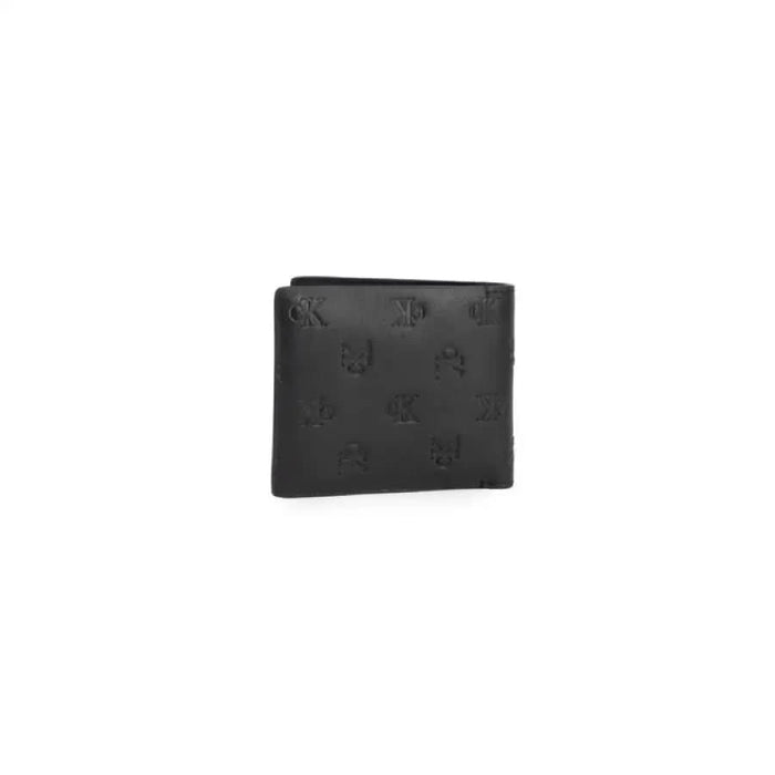 Calvin Klein Men Wallet - Black leather wallet with embossed logo pattern