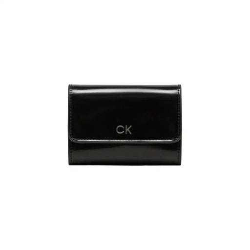 Black leather wallet featuring CK logo, part of Calvin Klein Women Wallet collection