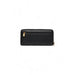 Black leather wallet with gold-tone zipper detailing by Guess Women Wallet