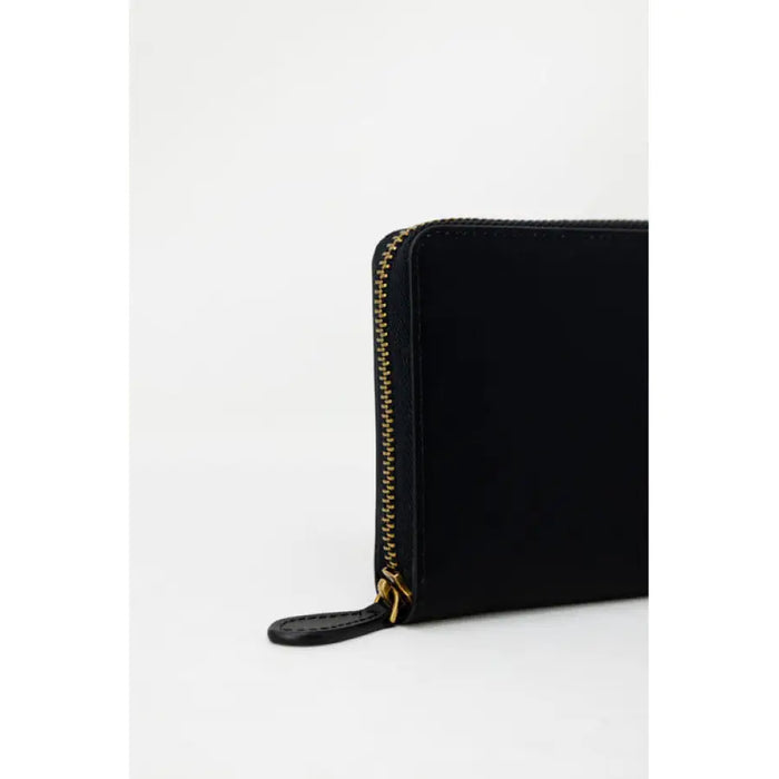 Black leather wallet with gold zipper closure from Pinko Women Wallet collection