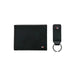 Black leather Tommy Hilfiger men wallet with matching keychain and small logo