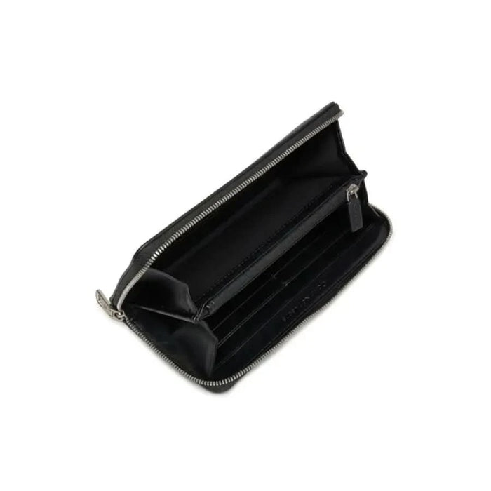 Calvin Klein Jeans Women Wallet: Black leather zip-around with multiple card slots