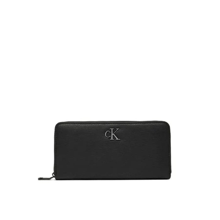 Calvin Klein Jeans Women’s Black Leather Zip-Around Wallet with ’CK’ Logo