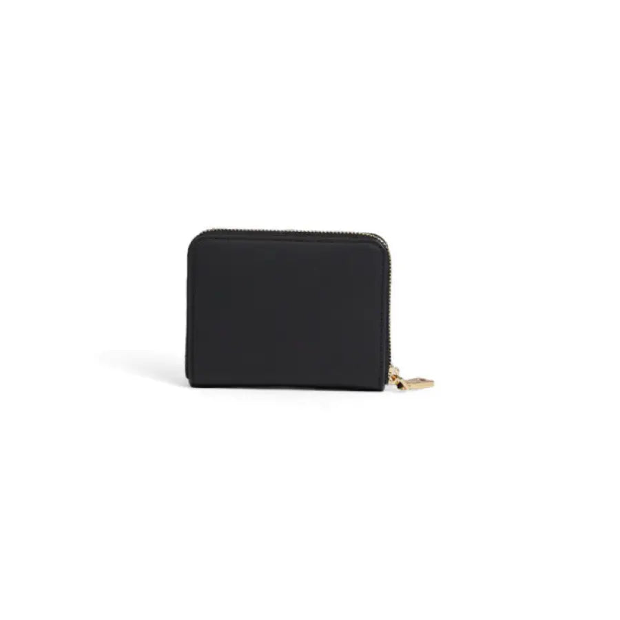 Love Moschino black leather zip-around wallet with gold hardware for women