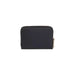 Black leather zip-around wallet with gold-toned hardware by Tommy Hilfiger for women